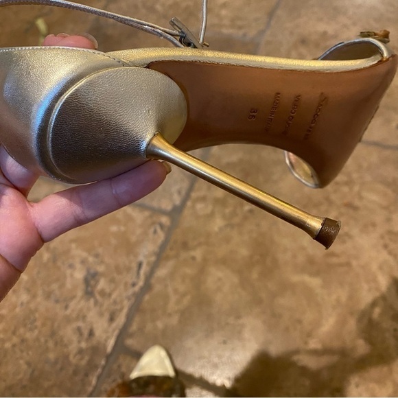 SACCO Women Animal Print Leather Light Gold Ankle Strap Shoes Size 36 - Picture 14 of 14